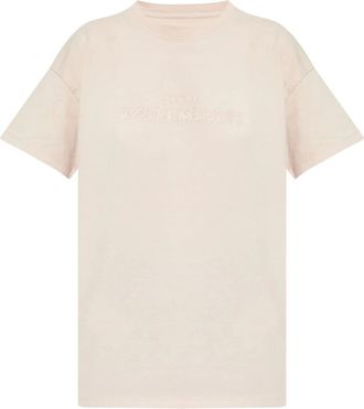 Maison Margiela Logo Geborduurd T-Shirt - Dames - T-shirts - Roze - L - Katoen - Tops