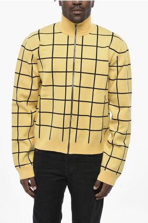 Marni Viscose-Blend Mock Neck Sweater With Windowpane Pattern size 46