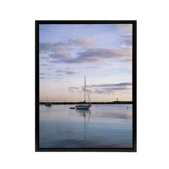 Artery8 Sunset Off-the shore of Block island Highsmith Framed Canvas Wall Art in Blue | Size: W24 x H32