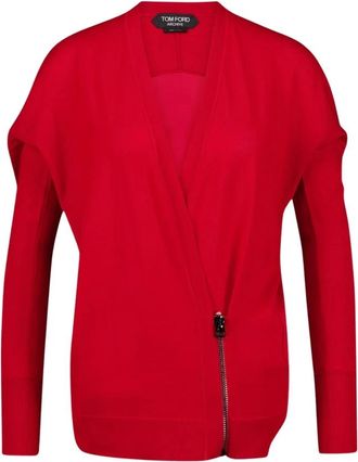 Tom Ford Luxe Cashmere Rode Wrap Cardigan - Dames - Cashmere truien - Rood - S - Truien & Vesten