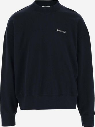 Palm Angels Navy Blue Logo Sweatshirt
