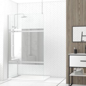 Aurlane Aurlane - Parete per doccia 120x200cm Specchio - Profilo + Barra a soffitto Cromata - freedom 2 mirror