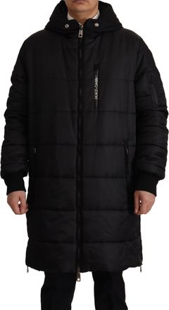 Dolce & Gabbana Zwarte Nylon Gewatteerde Parka Jas Winter Heren Jack