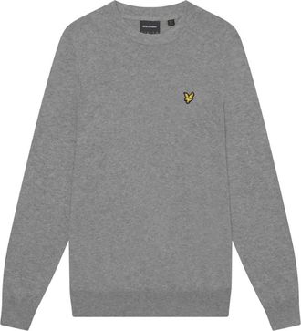 Lyle & Scott Cotton Merino Crew Neck Jumper - Heren - Ronde hals truien - Grijs - XL - Katoen - Truien & Vesten