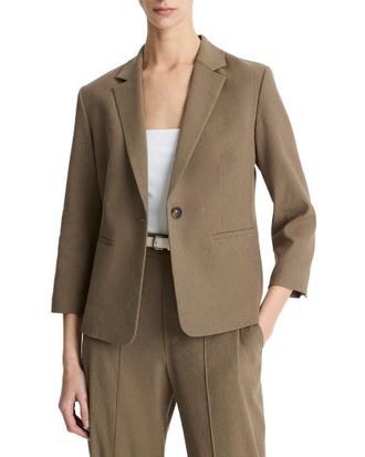 Vince Linen-Blend Shrunken Blazer