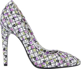 Bottega Veneta Womens Green / Purple Floral Leather Heels (38 G / 8 US)