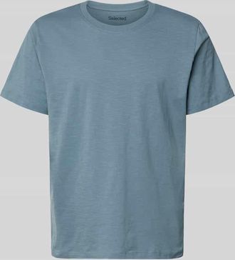 Selected Regular Fit T-Shirt aus reiner Baumwolle Modell HASPEN in Rauchblau, Gr&ouml;&szlig;e XXL