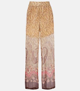 Valentino Printed silk-blend wide-leg pants