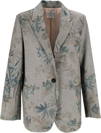 Forte_Forte Chevron Botanical Print Blazer