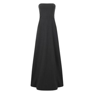 Alberta Ferretti Kleedjes, Dames, Grijs, XS, Wol, Strapless Long Dress