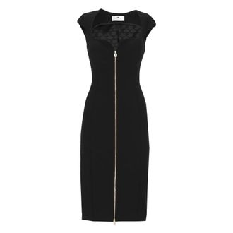Elisabetta Franchi Midi Dresses, female, Black, Size: 2XS Dress in double layer stretch cr&ecirc;pe fabric