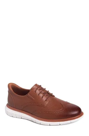 Marc Joseph New York Hill Street Hands Free Technology Leather Wingtip Casual Oxford in Cognac Grainy Leather at Nordstrom, Size 10.5