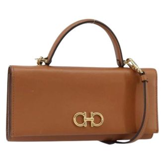 Ferragamo Pre-owned Mini Bags, female, Brown, Size: ONE SIZE Pre-owned Leather Mini Shoulder Bag