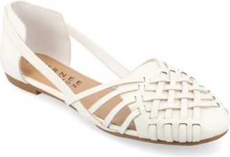 Journee Collection Womens Journee Collection Ekko Ballet Flats White Woven Leather GAL1837