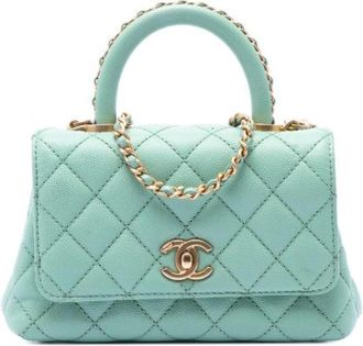 Chanel Pre-owned Coco Handle Bag - Dames - Vintage Mini Tas - Blauw - ONE Size - Leer - Vintage