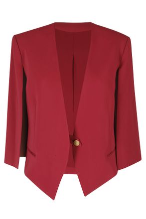 Alberta Ferretti Red Cady Stretch Open Sleeves Viscose Blazer