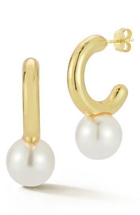 Glaze Jewelry Faux Pearl Drop Hoop Earrings in Gold at Nordstrom Rack