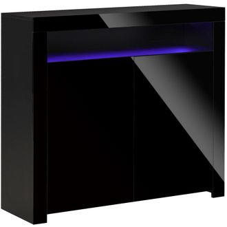 HOMCOM Modern High Gloss RGB LED Cabinet Cupboard Sideboard Console Black | TJ Hughes