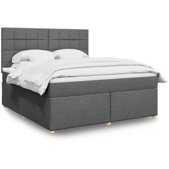 vidaXL Vidaxl - Cama Box Spring Con Colch&oacute;n Tela Gris Oscuro 180x200 Cm