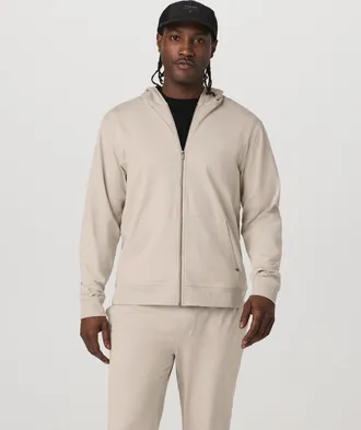Vuori Clothing Coronado Full Zip Hoodie 2.0 | Limestone Heather | XS, Size Extra Small