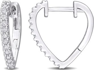 Delmar Lab-Created Moissanite Huggie Hoop Earrings in Silver/White at Nordstrom Rack