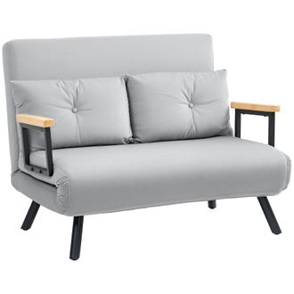 HOMCOM Click Clack 2 Seater Sofa Bed For Living Room - Guest Room - Light Grey - Light Grey | TJ Hughes