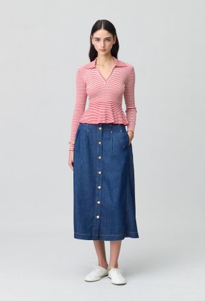 Claudie Pierlot Top maille fine ray&eacute; volants