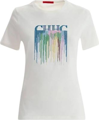 Carolina Herrera Geborduurd Ivory T-shirt - Dames - T-shirts - Wit - S - Katoen - Tops