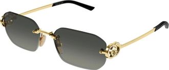 Gucci Zonnebril met rechthoekig montuur - Dames - Zonnebrillen - Geel - 57 MM - Accessoires