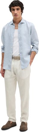 Marc O'Polo Langarmhemd MARC OPOLO, Herren, Gr. XXL, N-Gr, mulit, angels wings, Web, Obermaterial: 100% Leinen, normal, Manschette, Hemden Langarmhemd, shaped fit