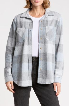 Beach Lunch Lounge Plaid Jacquard Knit Shacket in Puff Blue at Nordstrom, Size X-Large