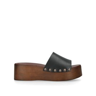 Steve Madden Womens Leather Conga Black Sandals - Size UK 5