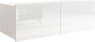 Mirjan24 Mueble Tv Remus I, Blanco + Blanco Brillante, N&uacute;mero De Puertas: 2, N&uacute;mero De Cajones: 0, 100x37x43cm