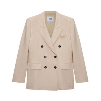 Msgm Blazers, female, Beige, Size: XS Double-breasted Blazer