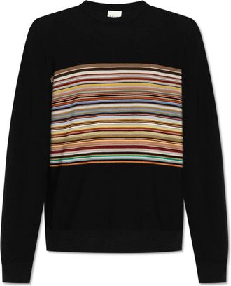 Paul Smith Wollen Trui met Ronde Hals - Heren - Ronde hals truien - Zwart - M - Wol - Truien & Vesten