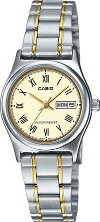 Casio Womens Cream Dial Two-Tone Stainless Steel Bracelet Watch - LTP-V006SG-9BUDF