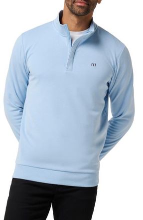 Travis Mathew Cloud 2.0 Quarter Zip Pullover in Heather Powder Blue at Nordstrom, Size Xx-Large