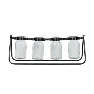 Foreside Home And Garden 4 Vase Bud Vase Holder Black Cast Iron & Glass at Nordstrom