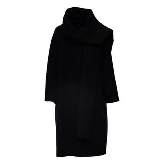 Max Mara Jassen, Dames, Zwart, XS, Lange Ronde Hals Jas