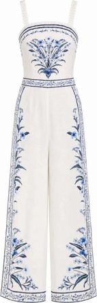Farm Rio Flowers Arch Maxi Jumpsuit - Dames - Jumpsuits - Veelkleurig - S - Linnen - Jumpsuits & Playsuits