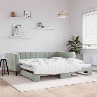 vidaXL Sof&aacute; Cama Nido Terciopelo Gris Claro 100x200 Cm Vidaxl