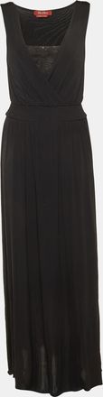 Max Mara Black Jersey & Lace Trim Sleeveless Maxi Dress