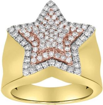 LuvMyJewelry Star Studded Bling 14K Yellow Gold Two Tone Star Ring - 1.91 Ct at Nordstrom, Size 10.5