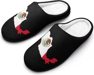 Generic Mexico Map Flag Funny Mens Cotton Slippers Soft Non-Slip Rubber Sole House Slipper Indoor Outdoor