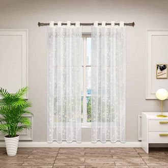 Woltu Woltu Tende Trasparenti Senza Occhielli Per Soggiorno Camera Da Letto 2 Pannelli Voile Beige 140x245cm,tenda Senza Cinghie