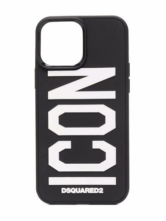Dsquared2 logo-print iPhone 13 pro-max case - men - Silicone - One Size - Black