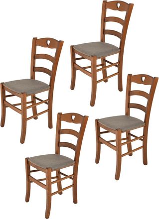 Tommychairs Tommychairs 4 Sillas Cuore En Haya Color Nuez Claro, Asiento Tela Corzo