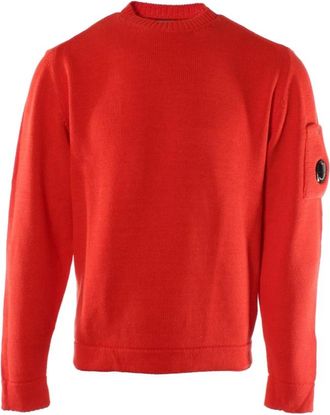 C.P. Company Compact Katoenen Crewneck Lens Knit - Heren - Ronde hals truien - Rood - S - Katoen - Truien & Vesten