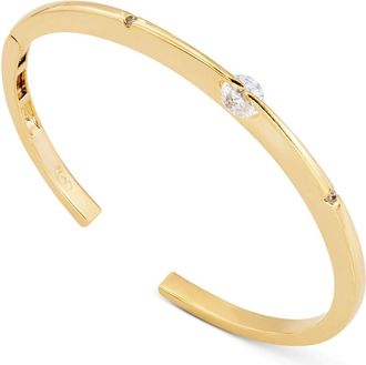 Savvy Cie Jewels GOLD PLATED OVER BRASS SINGLE STONE CUFF BANGLE BRACELET