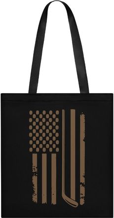 Generic U.S. Flag Hockey Womens Tote Casual Shopping Bag Lightweight Shoulder Bags Hobos Handbag for Work Travel Daily 35x40cm